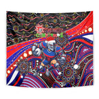 Merry Christmas Newcastle Knights Tapestry Aboriginal Santa Rugby Mascot - Novocastrians