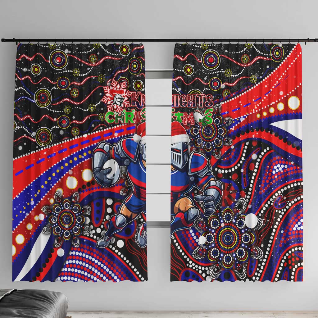 Merry Christmas Newcastle Knights Window Curtain Aboriginal Santa Rugby Mascot - Novocastrians