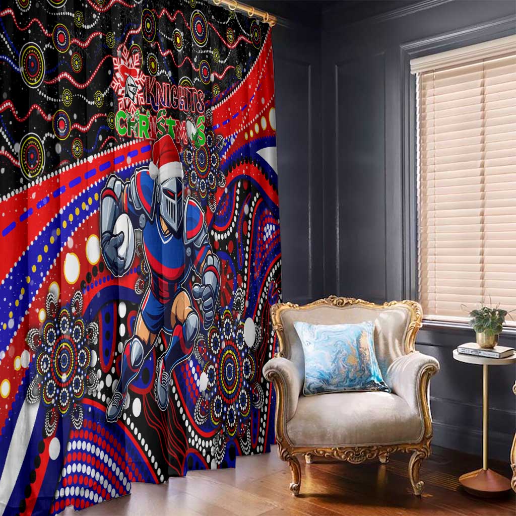 Merry Christmas Newcastle Knights Window Curtain Aboriginal Santa Rugby Mascot - Novocastrians