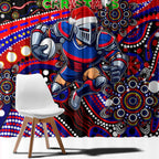 Merry Christmas Newcastle Knights Window Curtain Aboriginal Santa Rugby Mascot - Novocastrians
