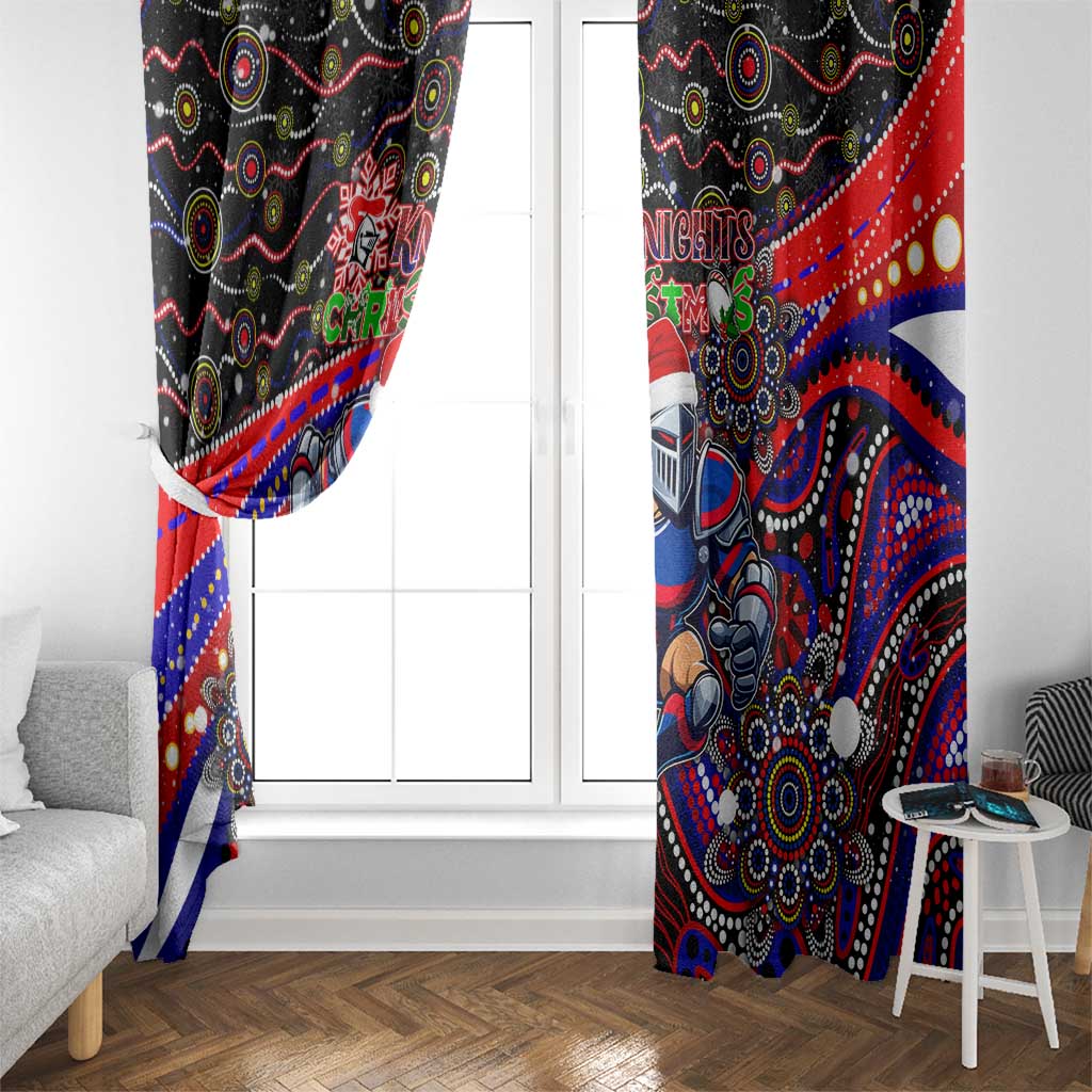 Merry Christmas Newcastle Knights Window Curtain Aboriginal Santa Rugby Mascot - Novocastrians