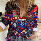 Merry Christmas Newcastle Knights Women Casual Shirt Aboriginal Santa Rugby Mascot - Novocastrians