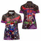Merry Christmas Newcastle Knights Women Polo Shirt Aboriginal Santa Rugby Mascot - Novocastrians