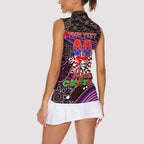 Merry Christmas Newcastle Knights Women Sleeveless Polo Shirt Aboriginal Santa Rugby Mascot - Novocastrians