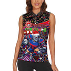Merry Christmas Newcastle Knights Women Sleeveless Polo Shirt Aboriginal Santa Rugby Mascot - Novocastrians