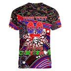 Merry Christmas Newcastle Knights Women V-Neck T-Shirt Aboriginal Santa Rugby Mascot - Novocastrians