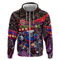Merry Christmas Newcastle Knights Zip Hoodie Aboriginal Santa Rugby Mascot - Novocastrians