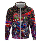 Merry Christmas Newcastle Knights Zip Hoodie Aboriginal Santa Rugby Mascot - Novocastrians