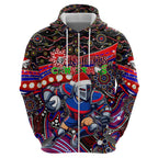 Merry Christmas Newcastle Knights Zip Hoodie Aboriginal Santa Rugby Mascot - Novocastrians