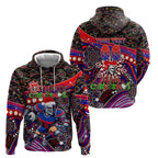 Merry Christmas Newcastle Knights Zip Hoodie Aboriginal Santa Rugby Mascot - Novocastrians