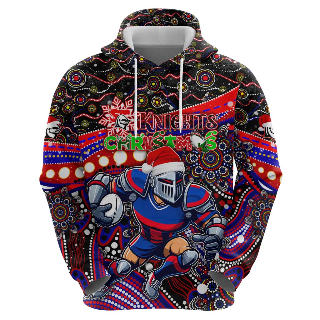 Merry Christmas Newcastle Knights Zip Hoodie Aboriginal Santa Rugby Mascot - Novocastrians