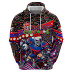 Merry Christmas Newcastle Knights Zip Hoodie Aboriginal Santa Rugby Mascot - Novocastrians