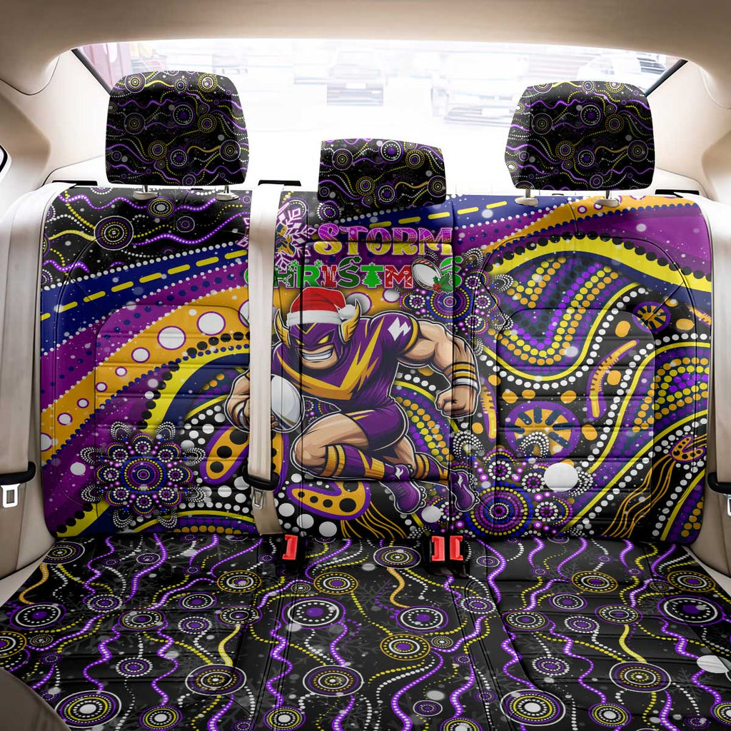Merry Christmas Storm Back Car Seat Cover Aboriginal Santa Rugby Mascot - Melbourne