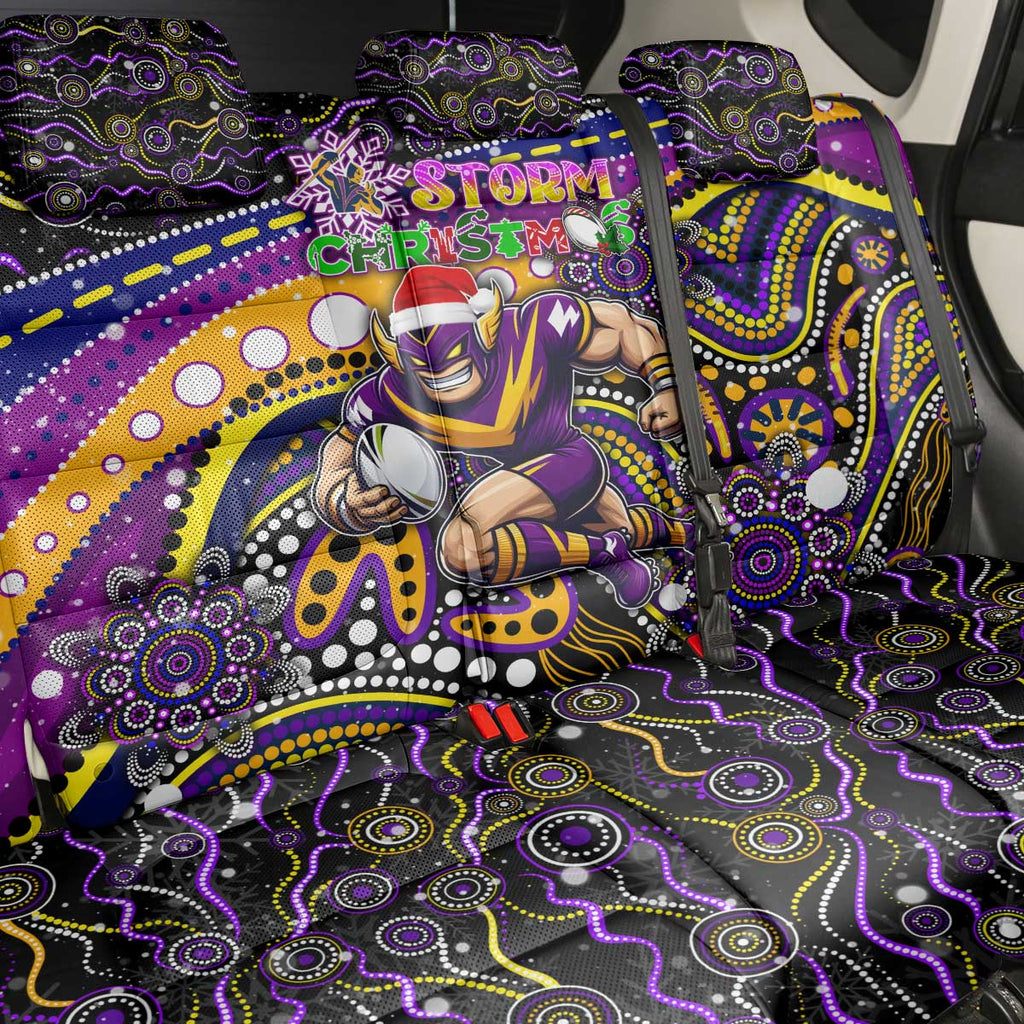 Merry Christmas Storm Back Car Seat Cover Aboriginal Santa Rugby Mascot - Melbourne