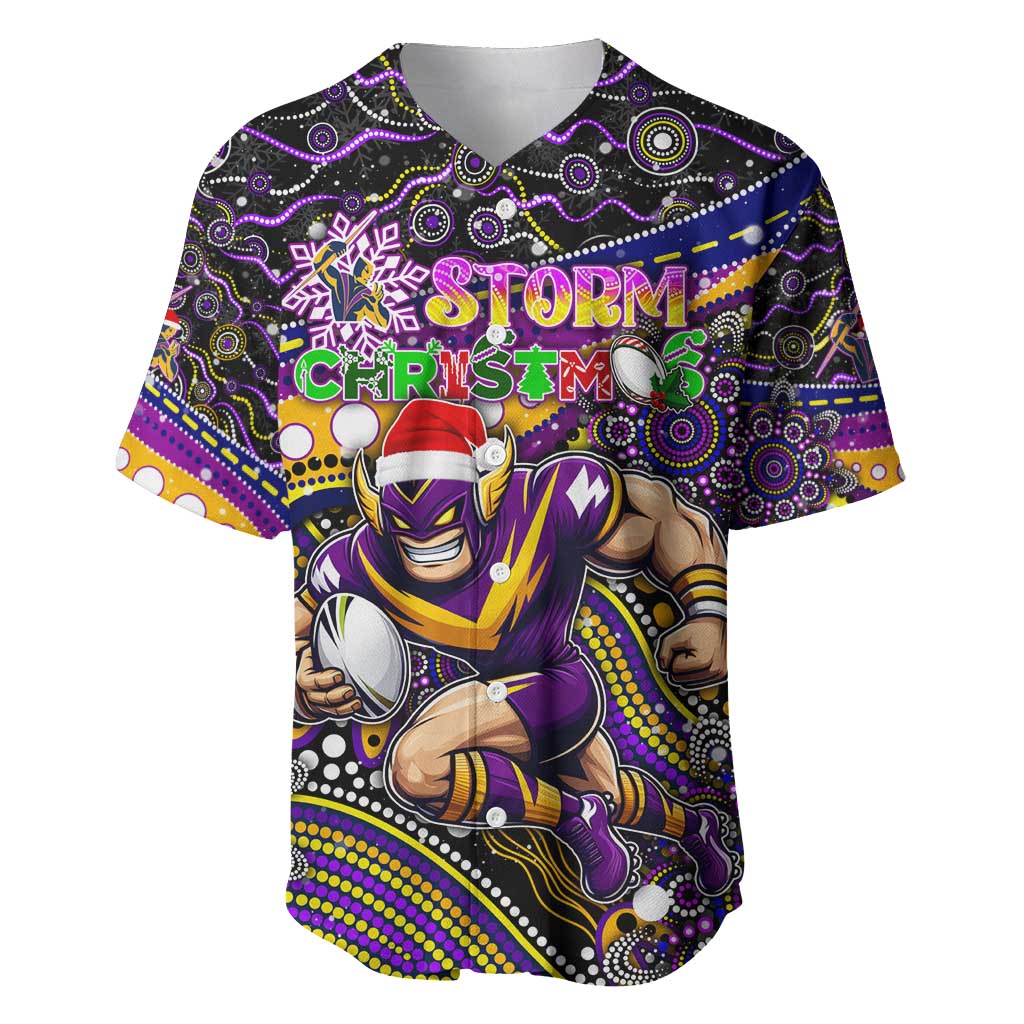 Merry Christmas Storm Baseball Jersey Aboriginal Santa Rugby Mascot - Melbourne