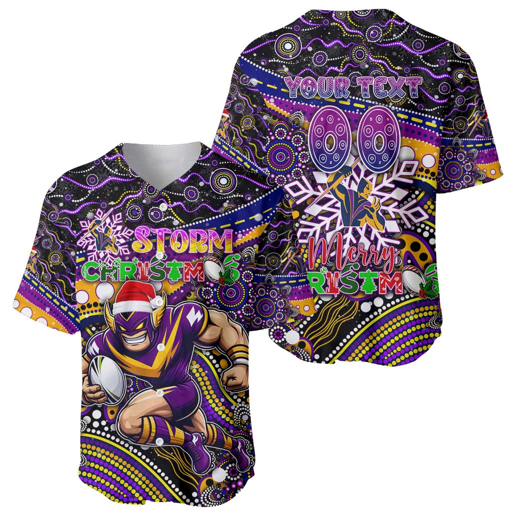 Merry Christmas Storm Baseball Jersey Aboriginal Santa Rugby Mascot - Melbourne