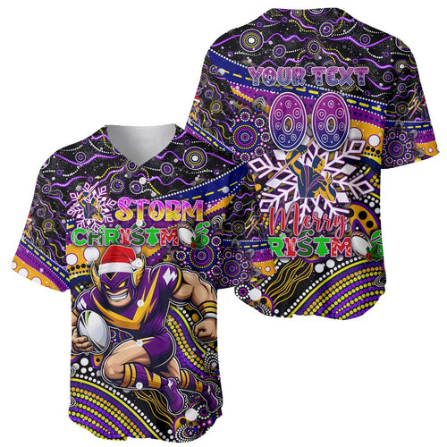 Merry Christmas Storm Baseball Jersey Aboriginal Santa Rugby Mascot - Melbourne