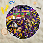 Merry Christmas Storm Beach Blanket Aboriginal Santa Rugby Mascot - Melbourne