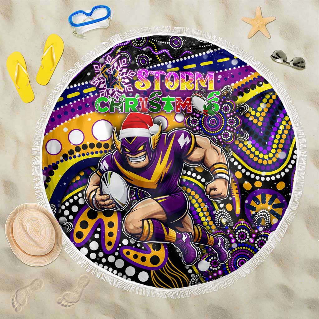 Merry Christmas Storm Beach Blanket Aboriginal Santa Rugby Mascot - Melbourne