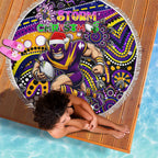 Merry Christmas Storm Beach Blanket Aboriginal Santa Rugby Mascot - Melbourne