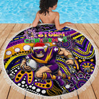 Merry Christmas Storm Beach Blanket Aboriginal Santa Rugby Mascot - Melbourne
