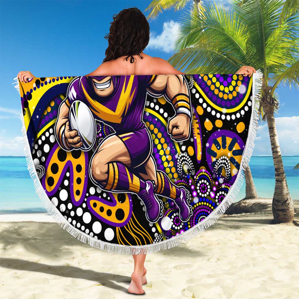 Merry Christmas Storm Beach Blanket Aboriginal Santa Rugby Mascot - Melbourne