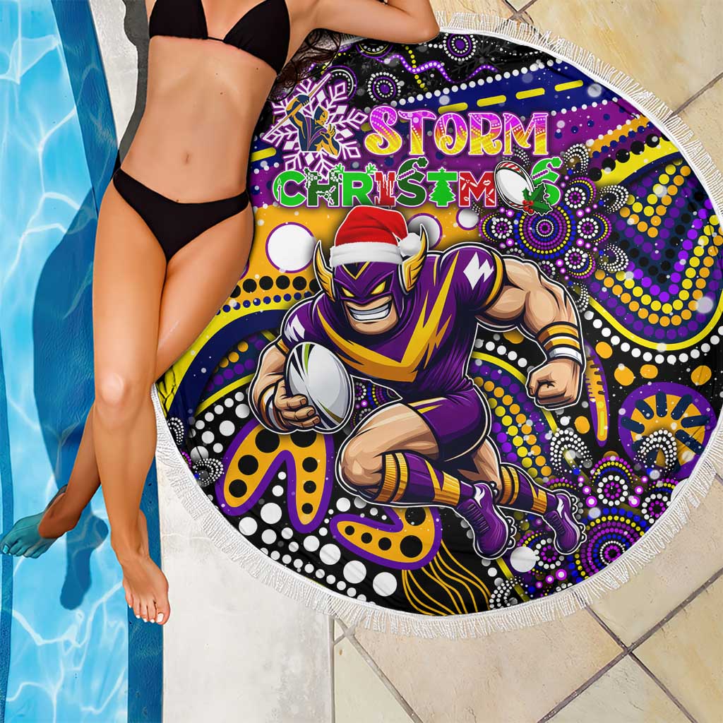 Merry Christmas Storm Beach Blanket Aboriginal Santa Rugby Mascot - Melbourne