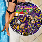 Merry Christmas Storm Beach Blanket Aboriginal Santa Rugby Mascot - Melbourne