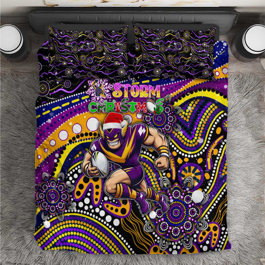 Merry Christmas Storm Bedding Set Aboriginal Santa Rugby Mascot - Melbourne