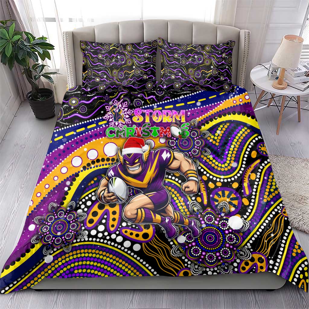 Merry Christmas Storm Bedding Set Aboriginal Santa Rugby Mascot - Melbourne