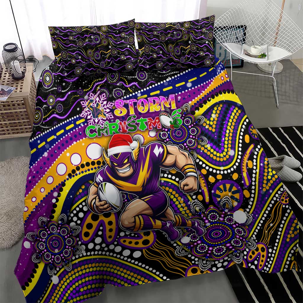 Merry Christmas Storm Bedding Set Aboriginal Santa Rugby Mascot - Melbourne