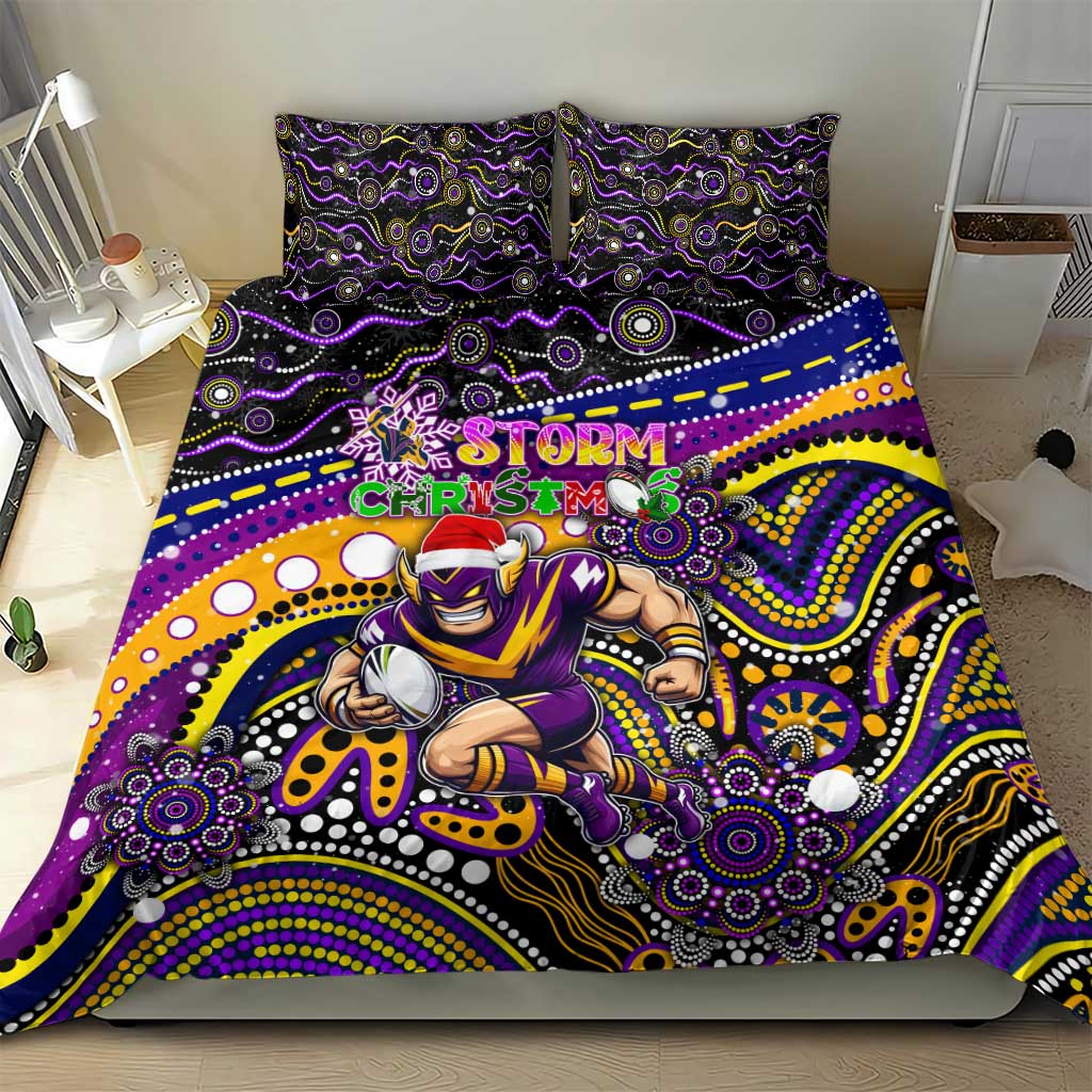 Merry Christmas Storm Bedding Set Aboriginal Santa Rugby Mascot - Melbourne