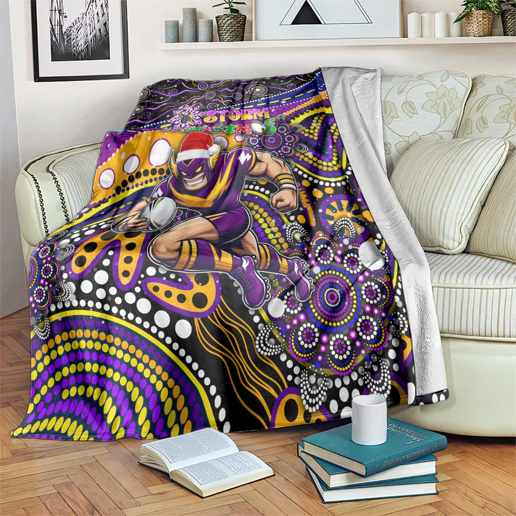 Merry Christmas Storm Blanket Aboriginal Santa Rugby Mascot - Melbourne