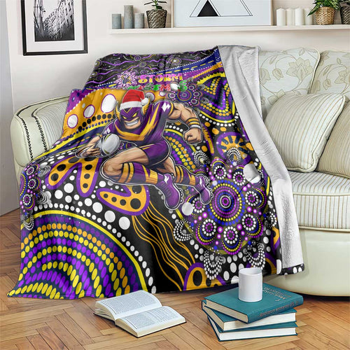 Merry Christmas Storm Blanket Aboriginal Santa Rugby Mascot - Melbourne