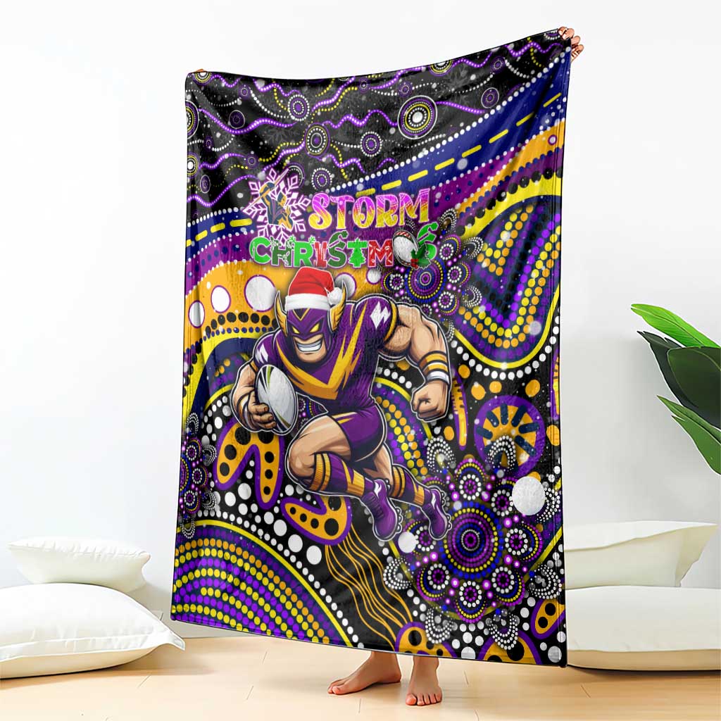 Merry Christmas Storm Blanket Aboriginal Santa Rugby Mascot - Melbourne