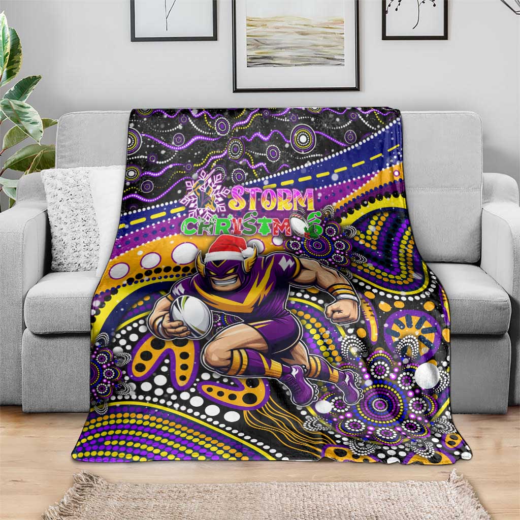 Merry Christmas Storm Blanket Aboriginal Santa Rugby Mascot - Melbourne