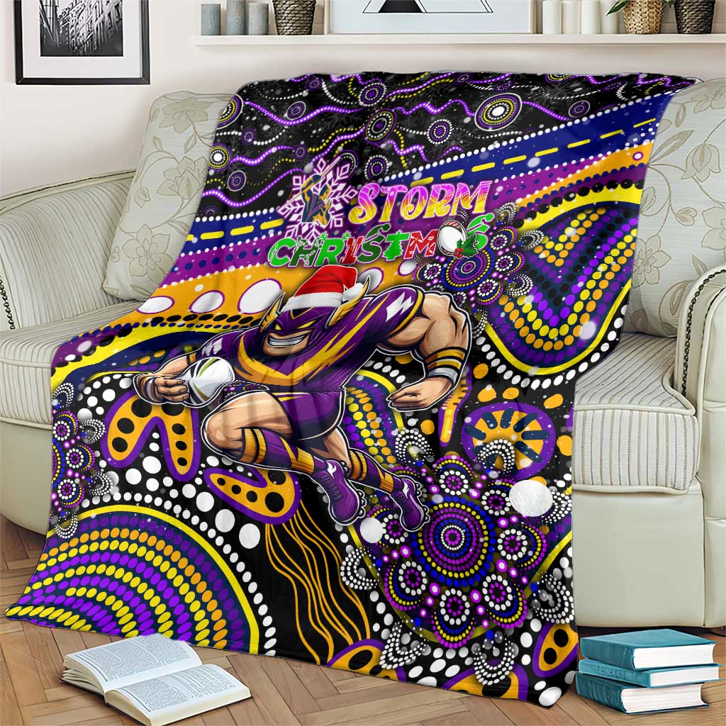 Merry Christmas Storm Blanket Aboriginal Santa Rugby Mascot - Melbourne
