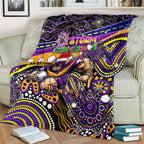 Merry Christmas Storm Blanket Aboriginal Santa Rugby Mascot - Melbourne