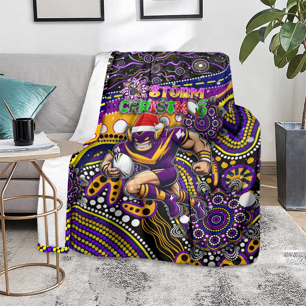 Merry Christmas Storm Blanket Aboriginal Santa Rugby Mascot - Melbourne