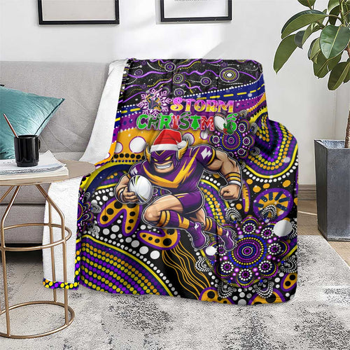 Merry Christmas Storm Blanket Aboriginal Santa Rugby Mascot - Melbourne