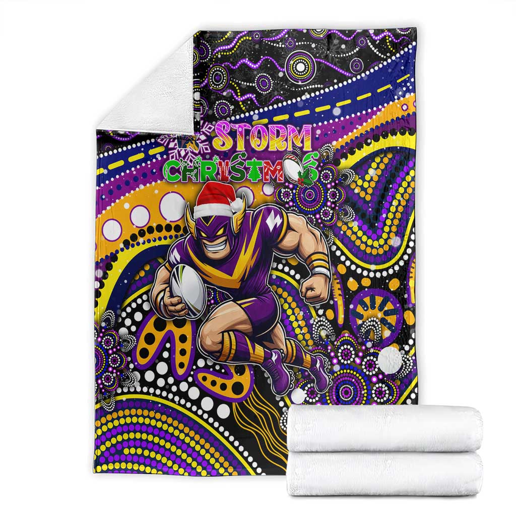 Merry Christmas Storm Blanket Aboriginal Santa Rugby Mascot - Melbourne