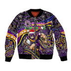 Merry Christmas Storm Bomber Jacket Aboriginal Santa Rugby Mascot - Melbourne