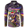 Merry Christmas Storm Button Sweatshirt Aboriginal Santa Rugby Mascot - Melbourne