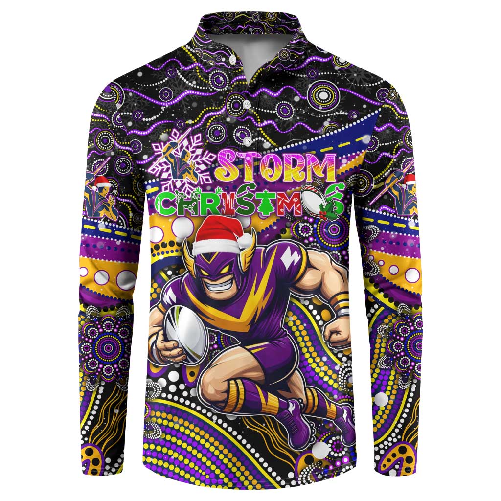 Merry Christmas Storm Button Sweatshirt Aboriginal Santa Rugby Mascot - Melbourne