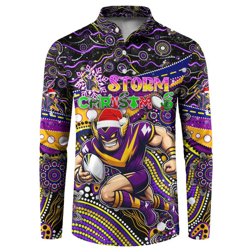 Merry Christmas Storm Button Sweatshirt Aboriginal Santa Rugby Mascot - Melbourne