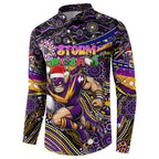 Merry Christmas Storm Button Sweatshirt Aboriginal Santa Rugby Mascot - Melbourne