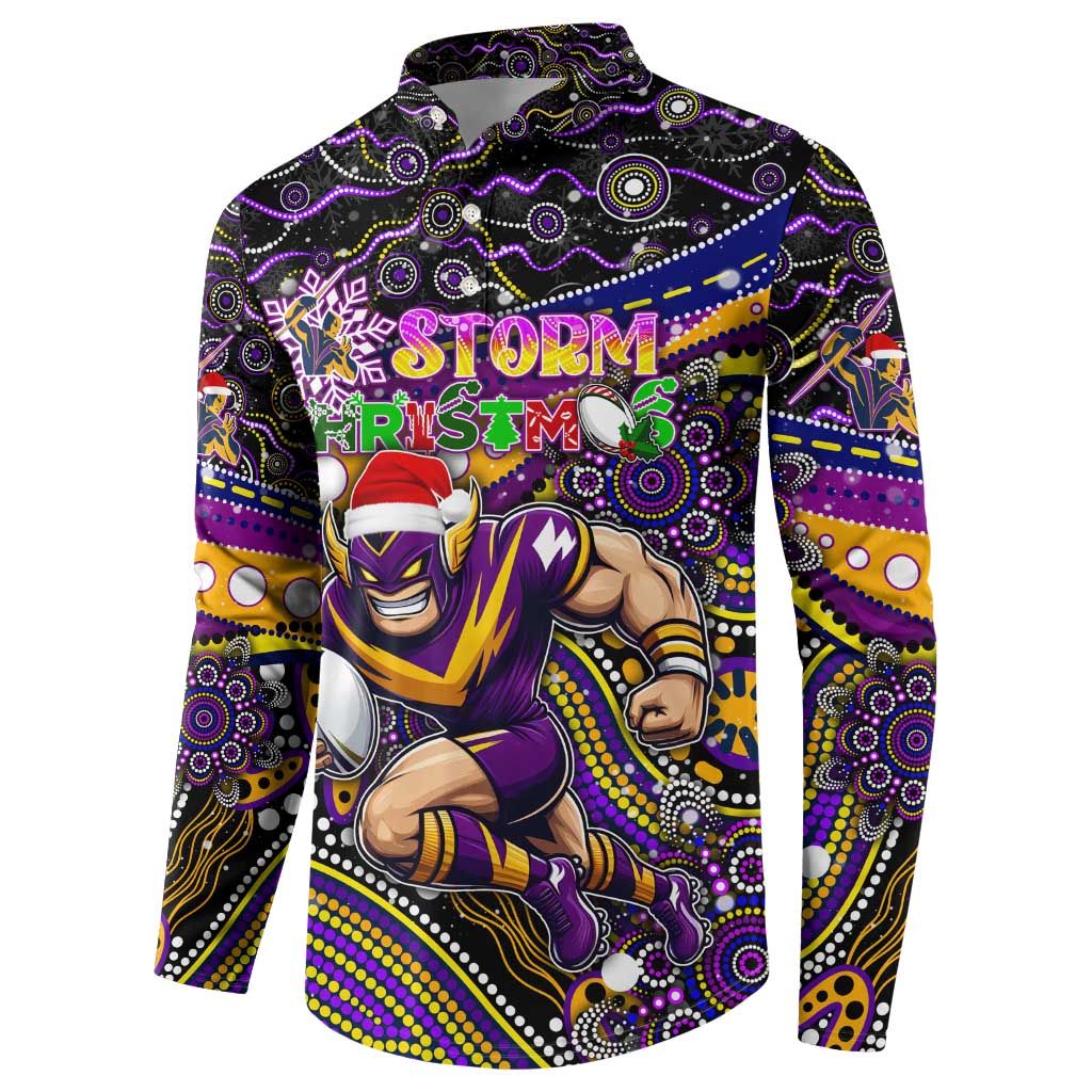 Merry Christmas Storm Button Sweatshirt Aboriginal Santa Rugby Mascot - Melbourne