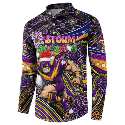 Merry Christmas Storm Button Sweatshirt Aboriginal Santa Rugby Mascot - Melbourne