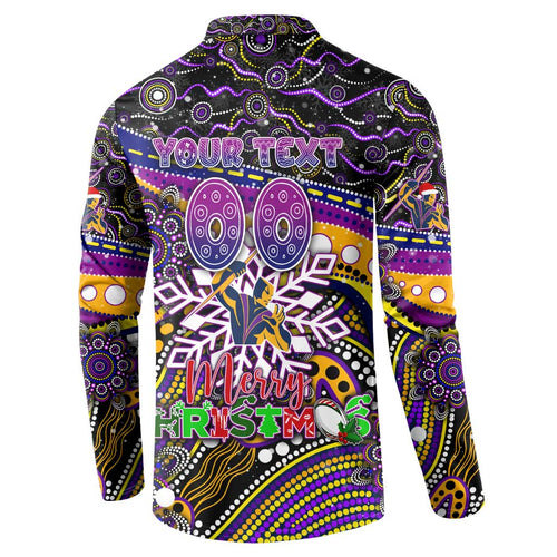Merry Christmas Storm Button Sweatshirt Aboriginal Santa Rugby Mascot - Melbourne