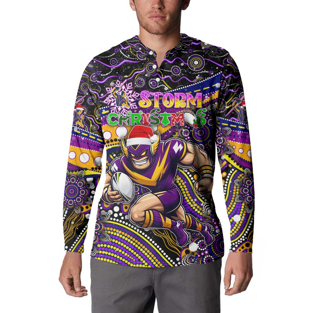 Merry Christmas Storm Button Sweatshirt Aboriginal Santa Rugby Mascot - Melbourne
